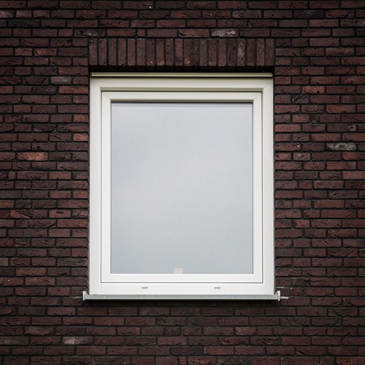 Detailopname wit kunststof kozijn op een roodbruine bakstenen gevel in Oisterwijk