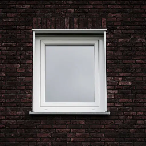 Close-up van een wit kunststof kozijn in een donkere bakstenen arbeiderswoning in Tilburg