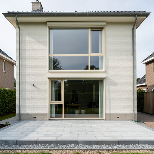 Antracietkleurige kunststof kozijnen geplaatst in een gerenoveerde jaren 30-woning