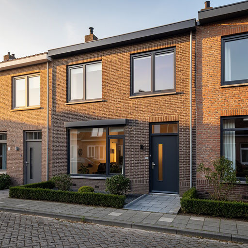 Woning in Tilburg met strakke kunststof kozijnen aan de voorgevel