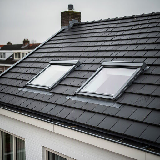 Modern kunststof dakraam in een schuin dak van een woning in Tilburg