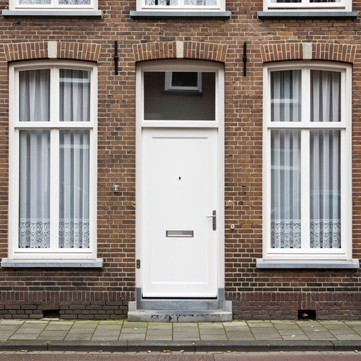 Kunststof voordeur aan de voorgevel van een woning in Tilburg